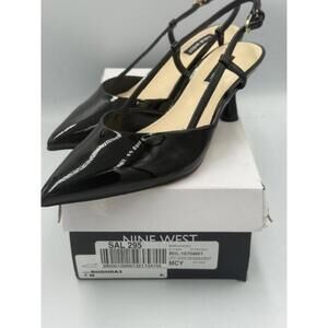 Nine West Black Patent Sling-back Kitten Heel Women'sSize 7